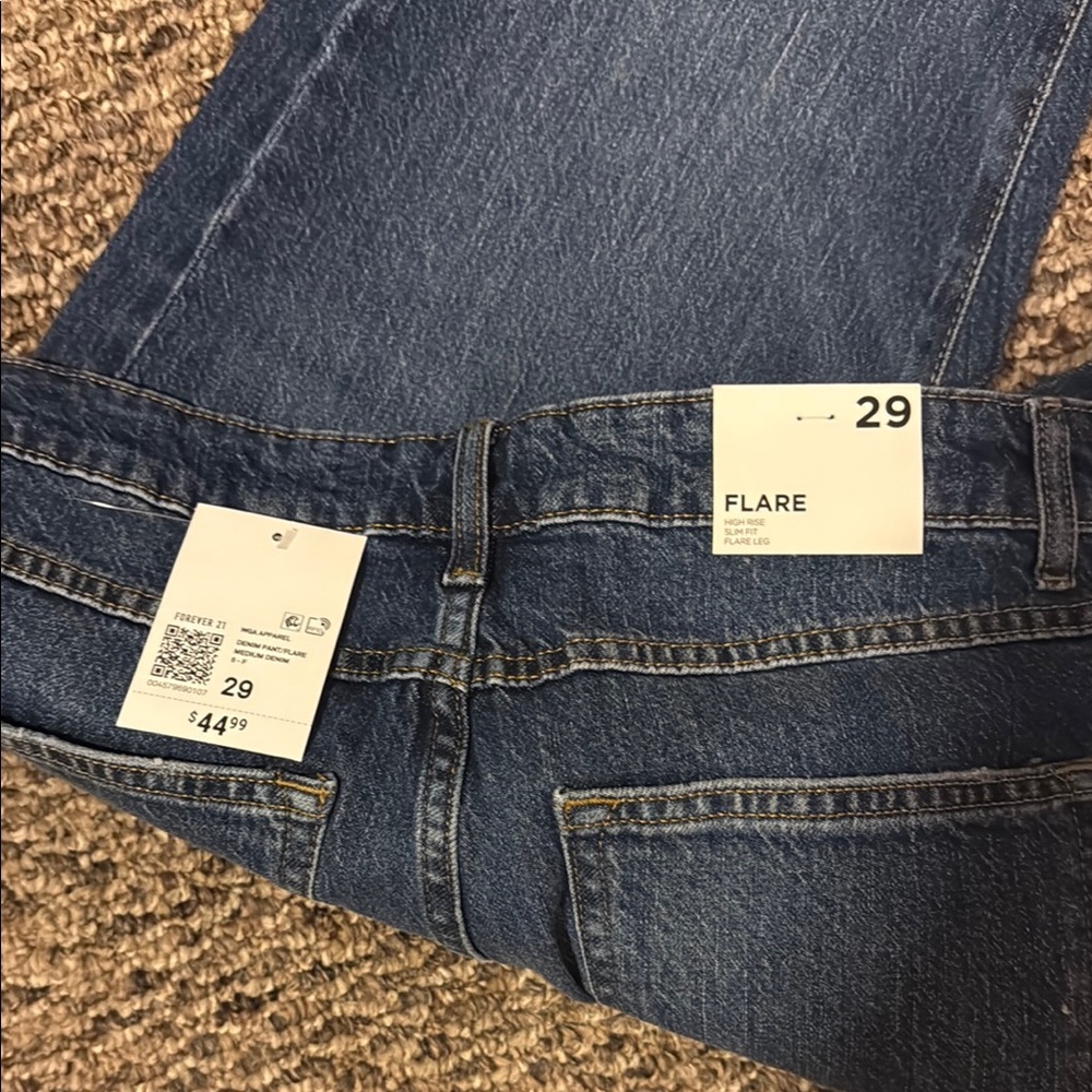 Forever 21 Blue Flare Jeans with Daisy Embroidery